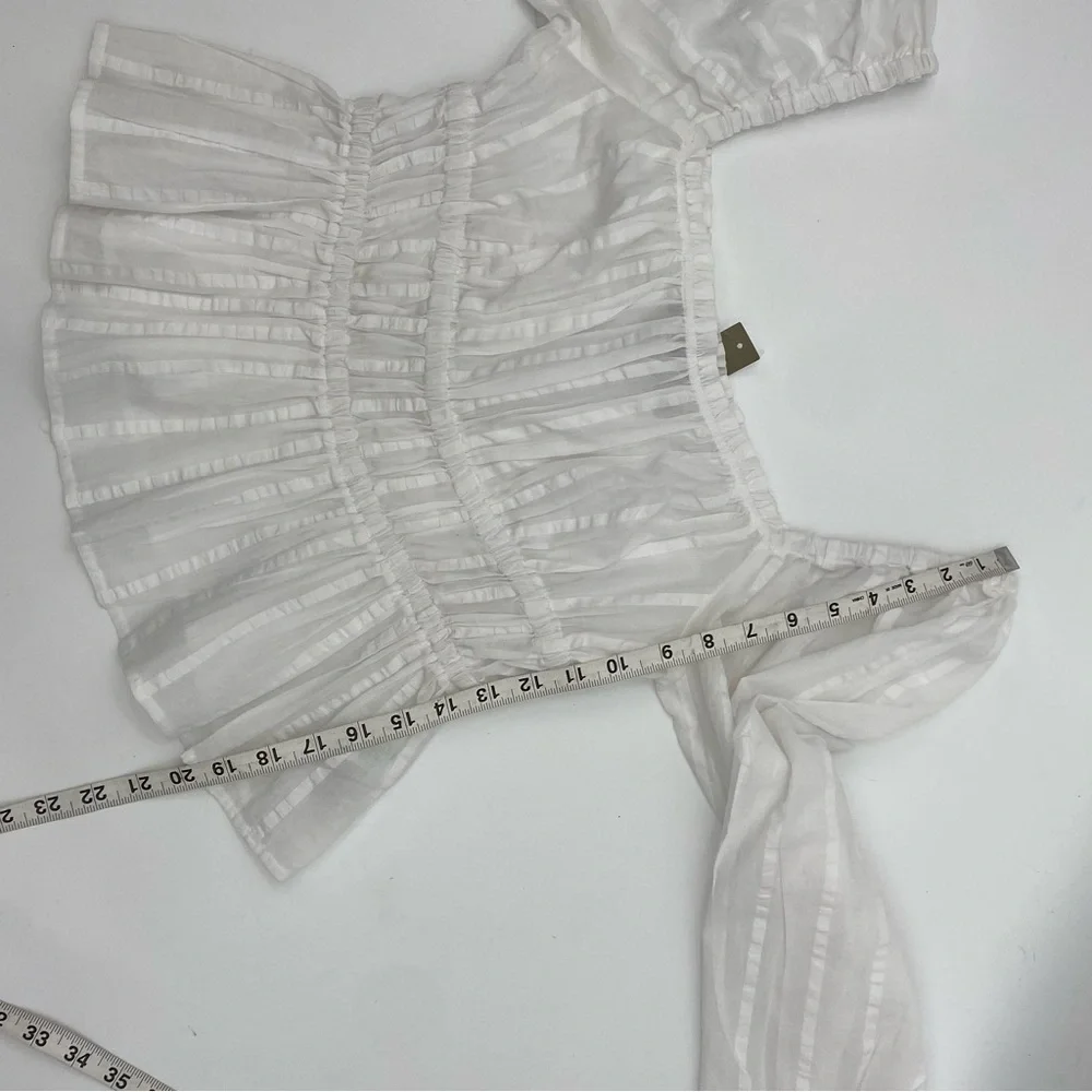 J.Crew White Cotton Puff Sleeve Blouse size S